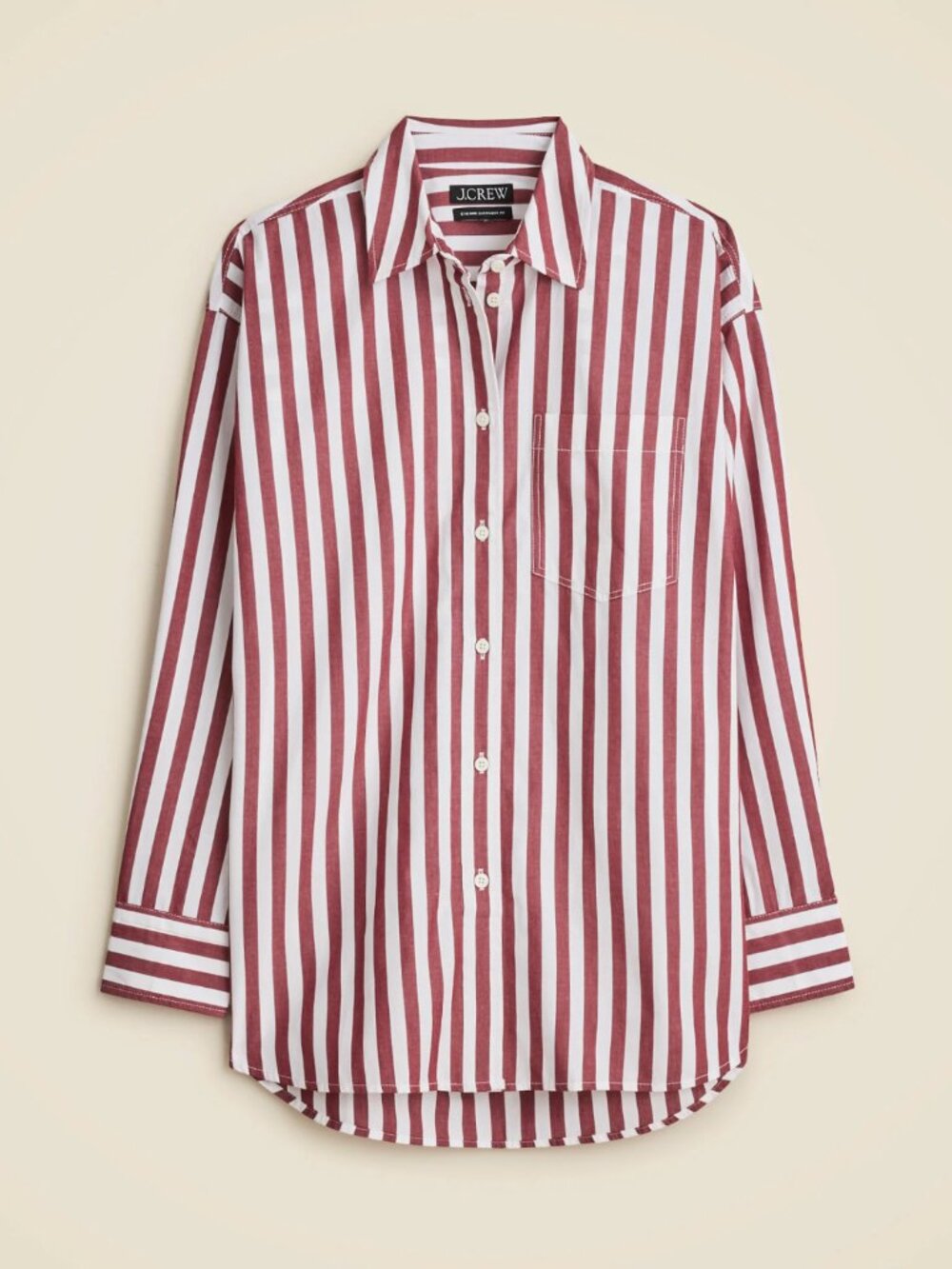 NWT J. Crew Étienne Oversized Striped Cotton Poplin Shirt S Red/White